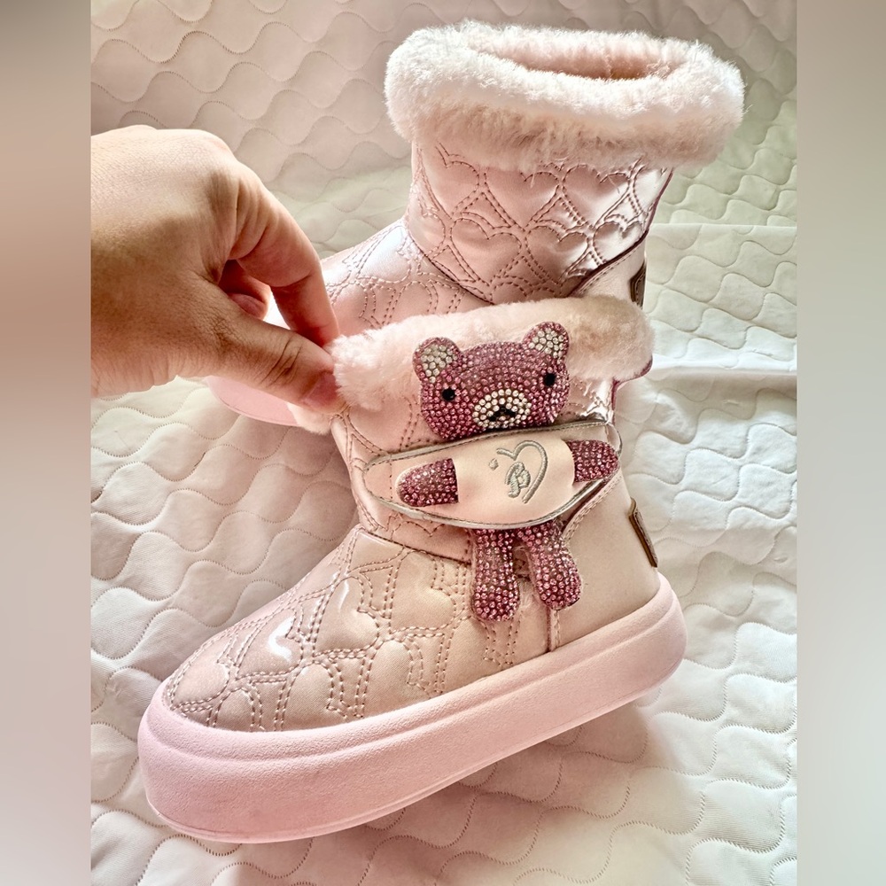 Little Girls Pink Winter Snow Boots | Size 18cm | Brand New